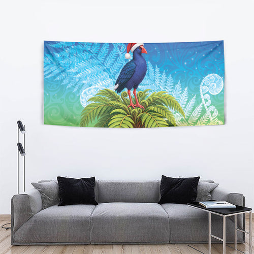 New Zealand Christmas Tapestry Pukeko With Ponga Tree Silver Fern