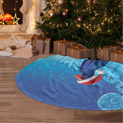 New Zealand Christmas Tree Skirt Pukeko With Ponga Tree Silver Fern