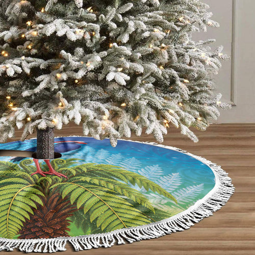New Zealand Christmas Tree Skirt Pukeko With Ponga Tree Silver Fern