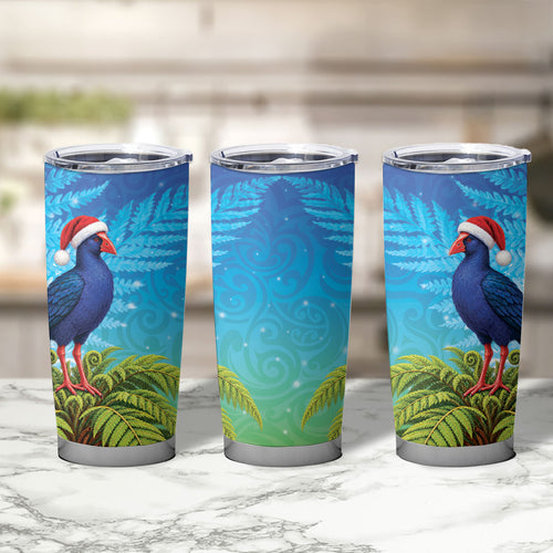New Zealand Christmas Tumbler Cup Pukeko With Ponga Tree Silver Fern