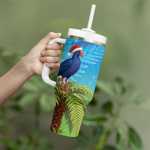 New Zealand Christmas Tumbler With Handle Pukeko With Ponga Tree Silver Fern