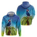 New Zealand Christmas Zip Hoodie Pukeko With Ponga Tree Silver Fern
