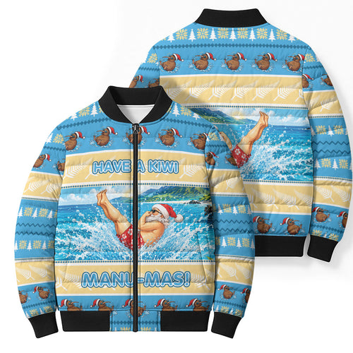New Zealand Christmas Bomber Puffer Jacket Have A Kiwi Manu-Mas