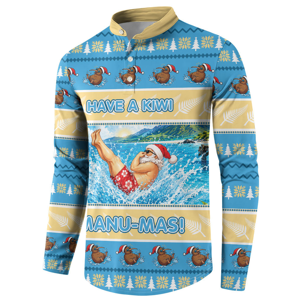 New Zealand Christmas Button Sweatshirt Have A Kiwi Manu-Mas