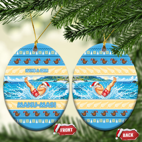 New Zealand Christmas Ceramic Ornament Have A Kiwi Manu-Mas
