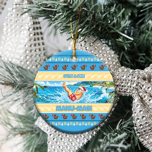New Zealand Christmas Ceramic Ornament Have A Kiwi Manu-Mas