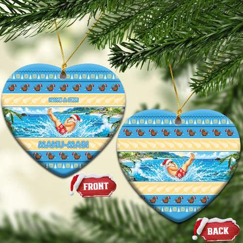 New Zealand Christmas Ceramic Ornament Have A Kiwi Manu-Mas