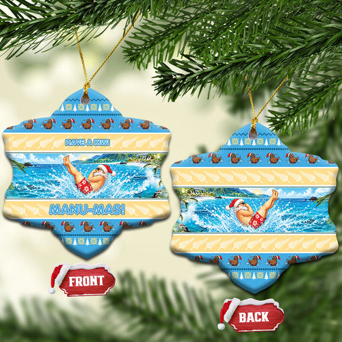 New Zealand Christmas Ceramic Ornament Have A Kiwi Manu-Mas