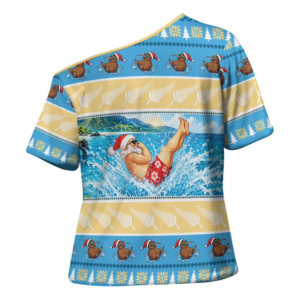 New Zealand Christmas Cross Shoulder Shirt Have A Kiwi Manu-Mas