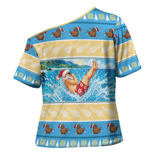 New Zealand Christmas Cross Shoulder Shirt Have A Kiwi Manu-Mas