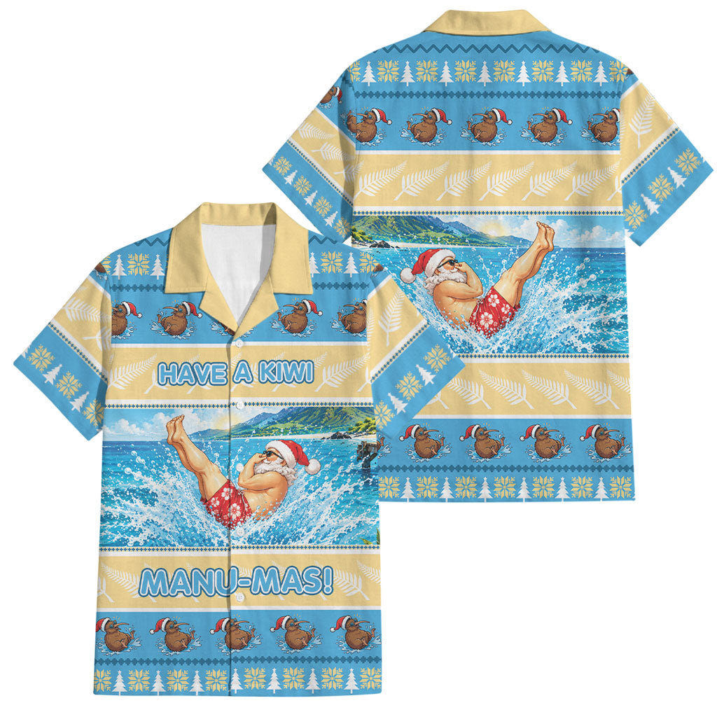 New Zealand Christmas Family Matching Long Sleeve Bodycon Dress and Hawaiian Shirt Have A Kiwi Manu-Mas