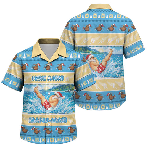 New Zealand Christmas Family Matching Off The Shoulder Long Sleeve Dress and Hawaiian Shirt Have A Kiwi Manu-Mas