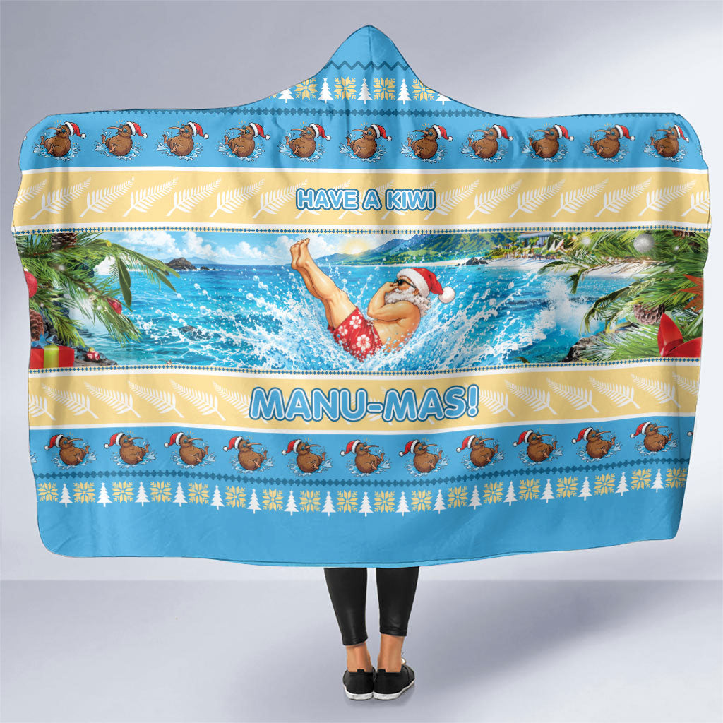 New Zealand Christmas Hooded Blanket Have A Kiwi Manu-Mas