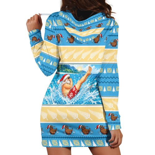 New Zealand Christmas Hoodie Dress Have A Kiwi Manu-Mas