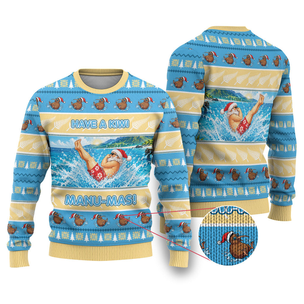 New Zealand Christmas Ugly Christmas Sweater Have A Kiwi Manu-Mas