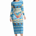 New Zealand Christmas Long Sleeve Bodycon Dress Have A Kiwi Manu-Mas