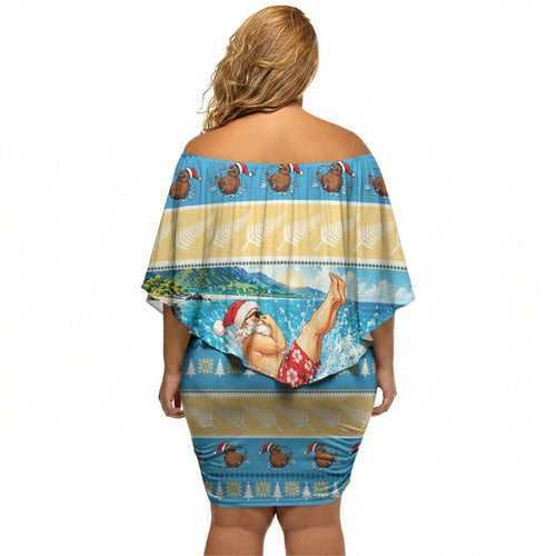 New Zealand Christmas Off Shoulder Short Dress Have A Kiwi Manu-Mas