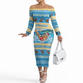 New Zealand Christmas Off The Shoulder Long Sleeve Dress Have A Kiwi Manu-Mas