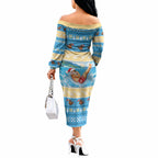 New Zealand Christmas Off The Shoulder Long Sleeve Dress Have A Kiwi Manu-Mas