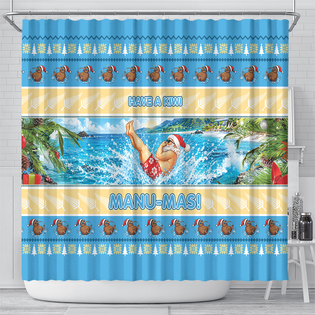 New Zealand Christmas Shower Curtain Have A Kiwi Manu-Mas