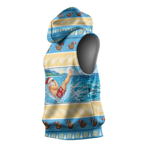 New Zealand Christmas Sleeveless Hoodie Have A Kiwi Manu-Mas