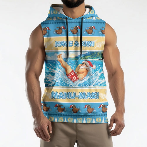 New Zealand Christmas Sleeveless Hoodie Have A Kiwi Manu-Mas