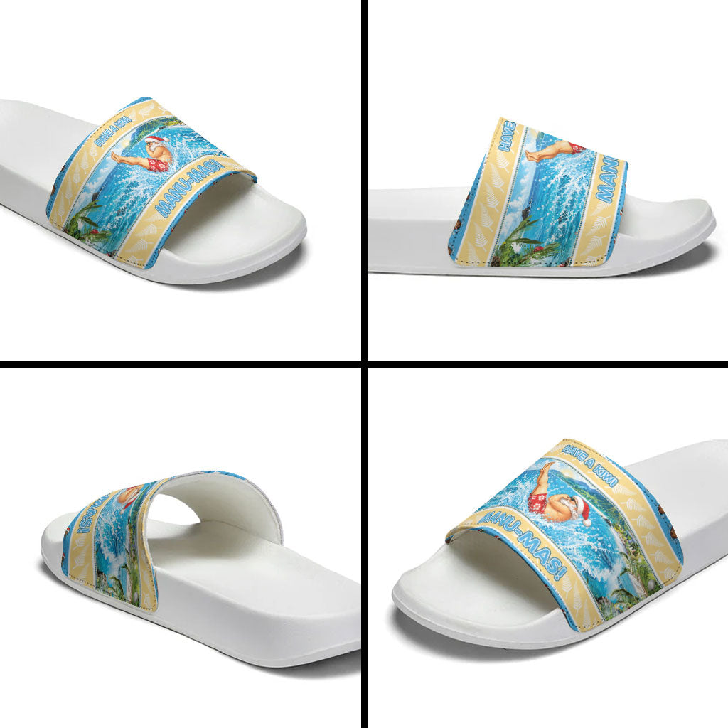 New Zealand Christmas Slide Sandals Have A Kiwi Manu-Mas