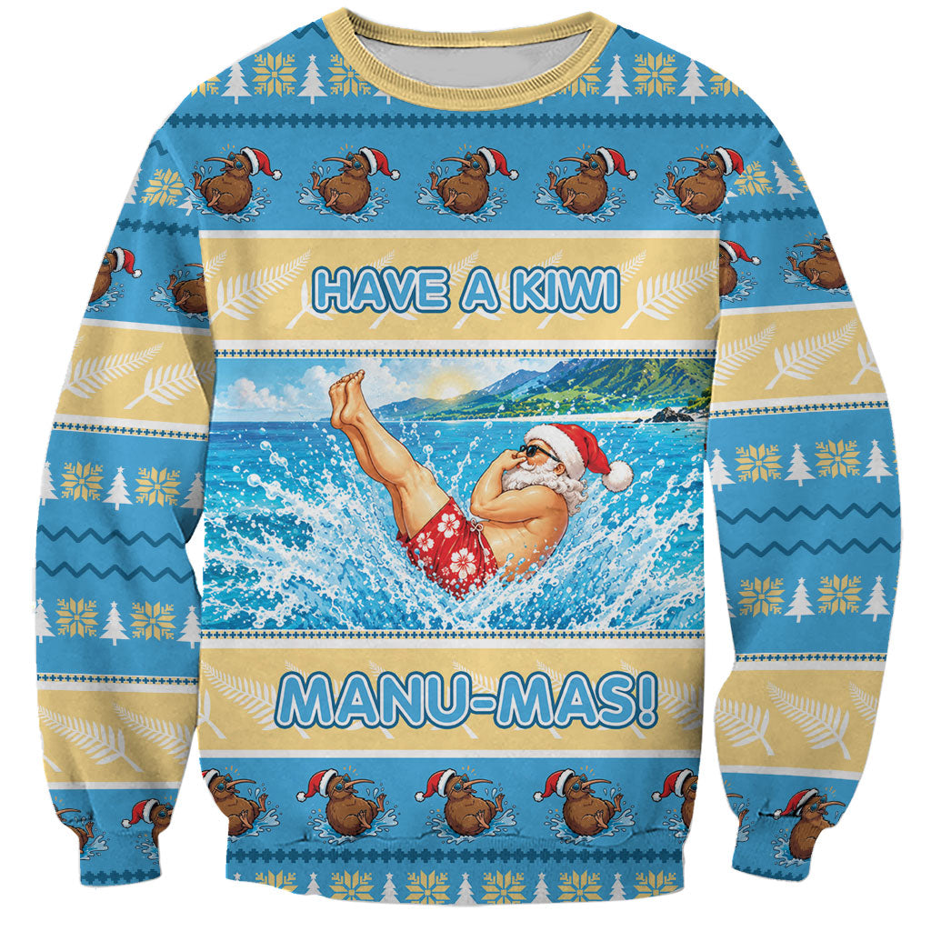 New Zealand Christmas Sweatshirt Have A Kiwi Manu-Mas