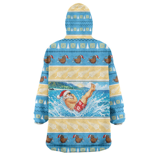 New Zealand Christmas Wearable Blanket Hoodie Have A Kiwi Manu-Mas