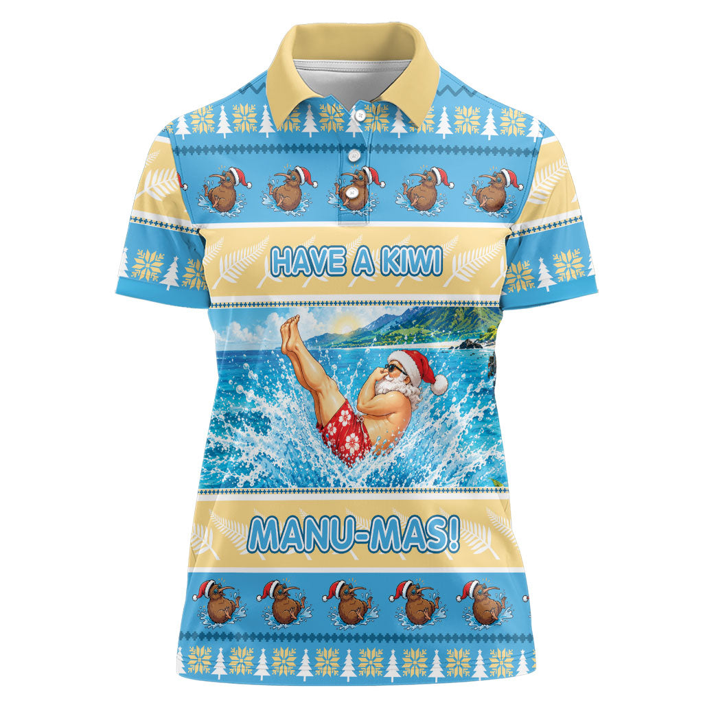 New Zealand Christmas Women Polo Shirt Have A Kiwi Manu-Mas
