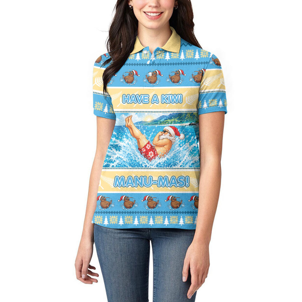New Zealand Christmas Women Polo Shirt Have A Kiwi Manu-Mas