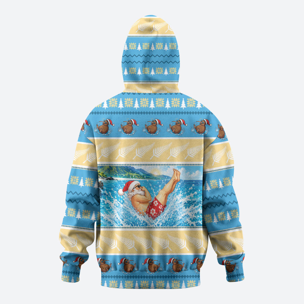 New Zealand Christmas Zip Hoodie Have A Kiwi Manu-Mas