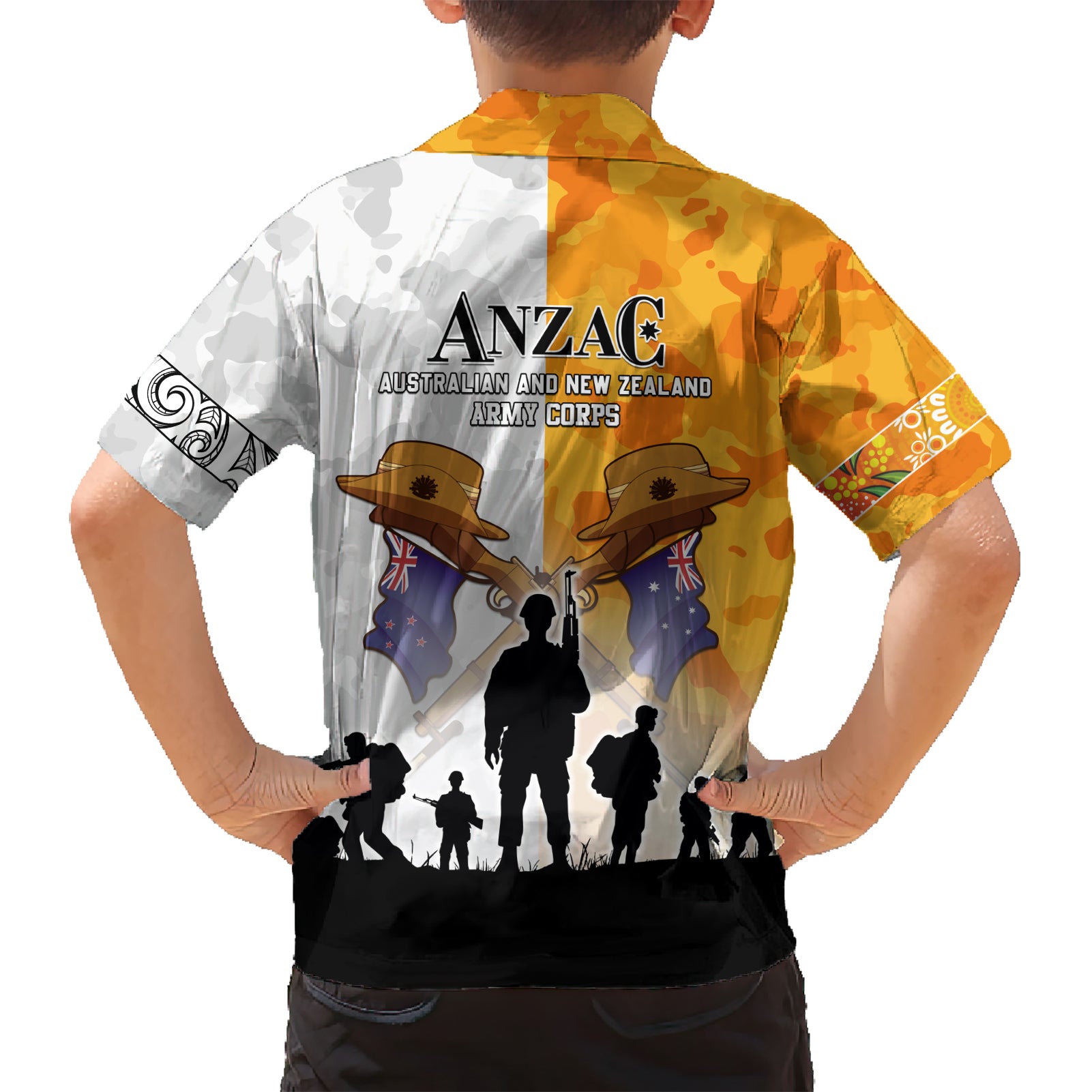 Australia And New Zealand ANZAC Day Kid Hawaiian Shirt Lest We Forget
