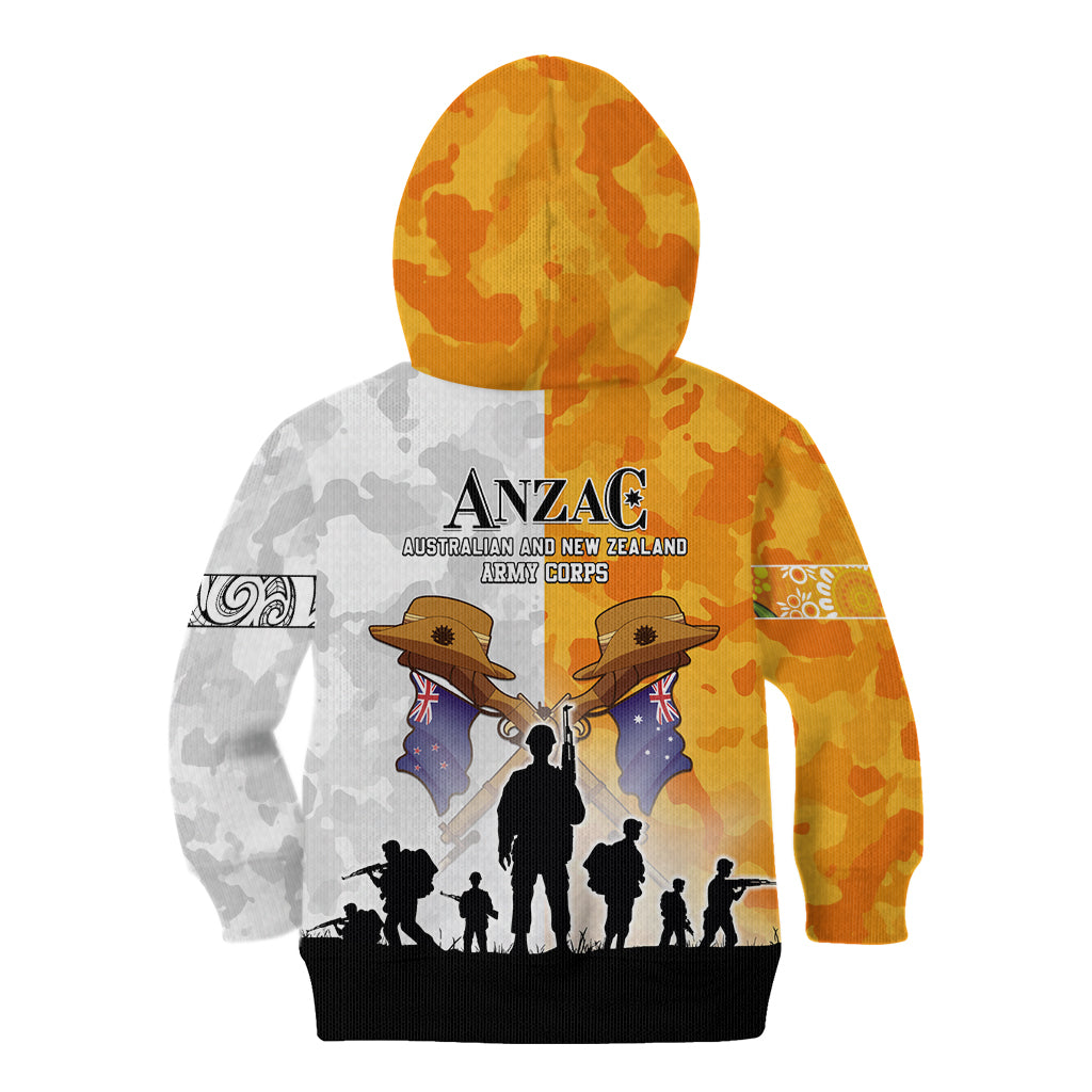 Australia And New Zealand ANZAC Day Kid Hoodie Lest We Forget