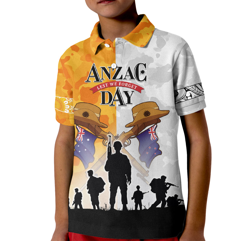 Australia And New Zealand ANZAC Day Kid Polo Shirt Lest We Forget