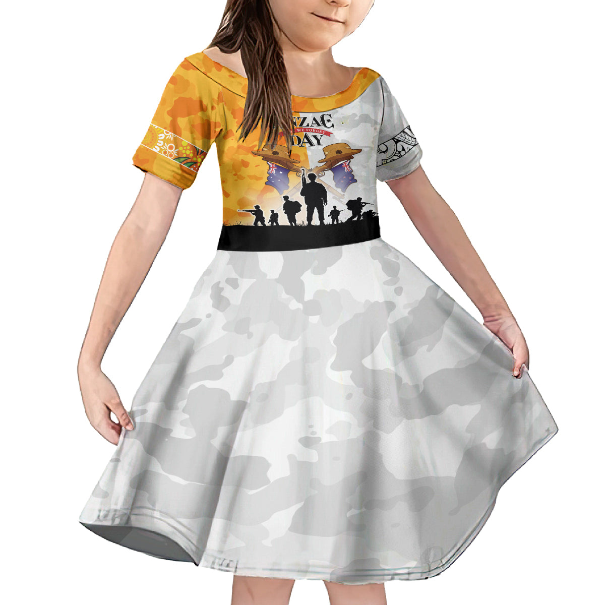 Australia And New Zealand ANZAC Day Kid Short Sleeve Dress Lest We Forget