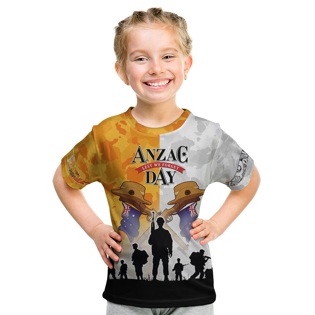 Australia And New Zealand ANZAC Day Kid T Shirt Lest We Forget