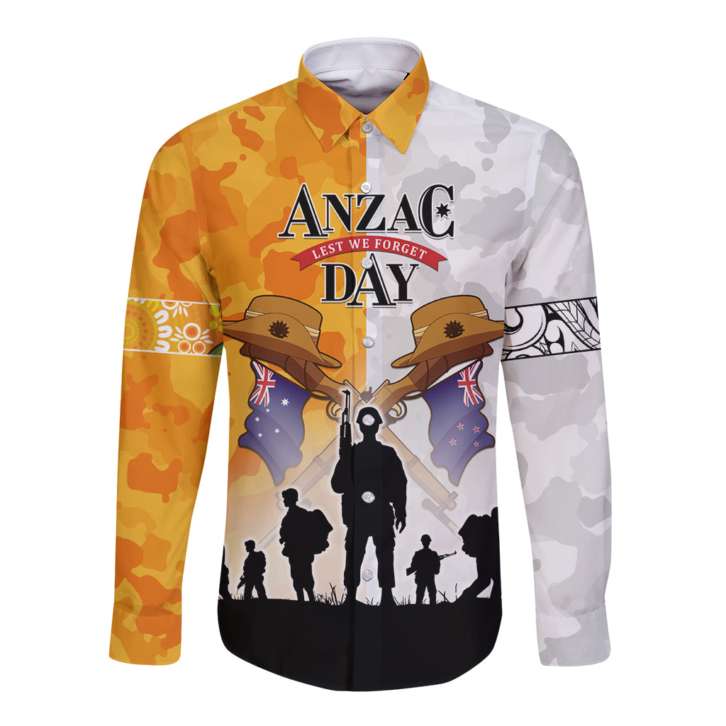 Australia And New Zealand ANZAC Day Long Sleeve Button Shirt Lest We Forget