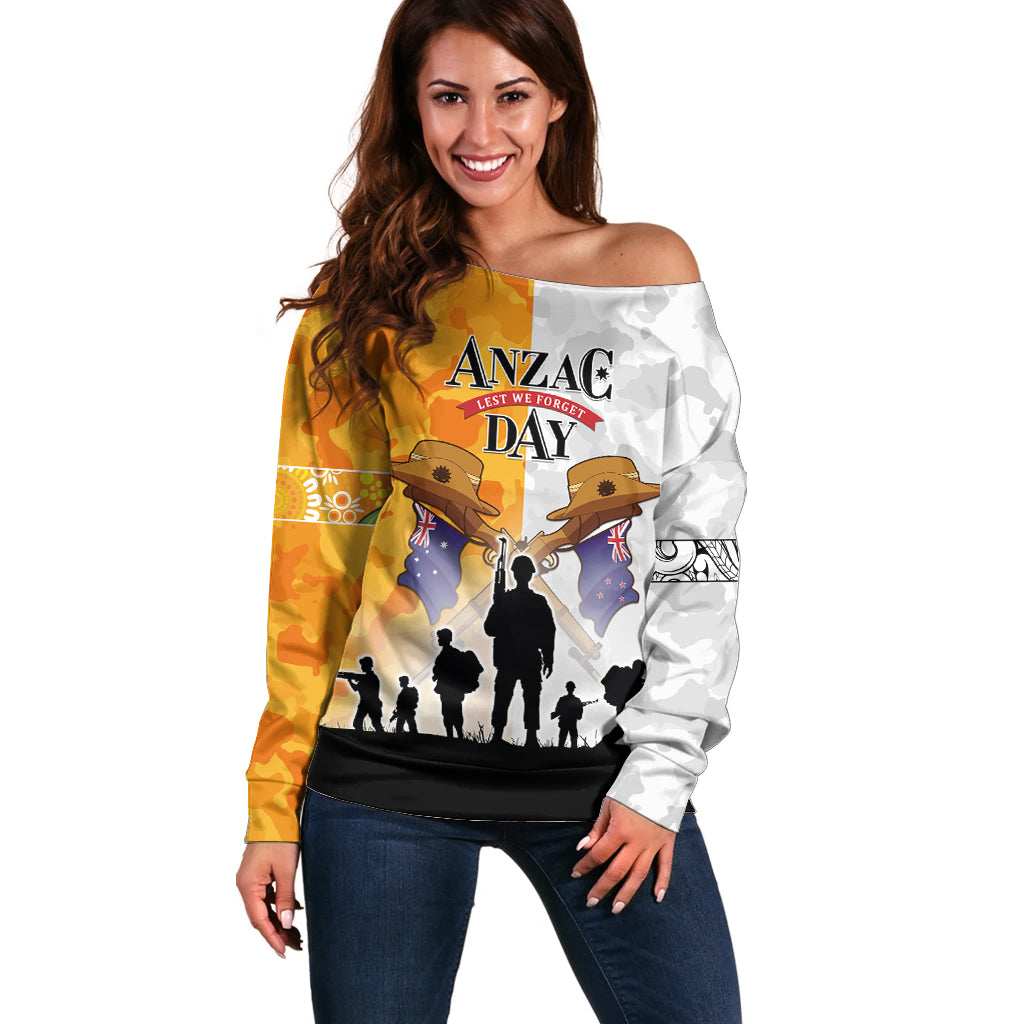 Australia And New Zealand ANZAC Day Off Shoulder Sweater Lest We Forget