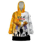 Australia And New Zealand ANZAC Day Wearable Blanket Hoodie Lest We Forget