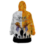 Australia And New Zealand ANZAC Day Wearable Blanket Hoodie Lest We Forget