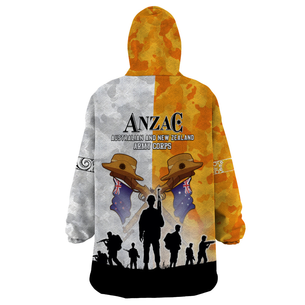 Australia And New Zealand ANZAC Day Wearable Blanket Hoodie Lest We Forget