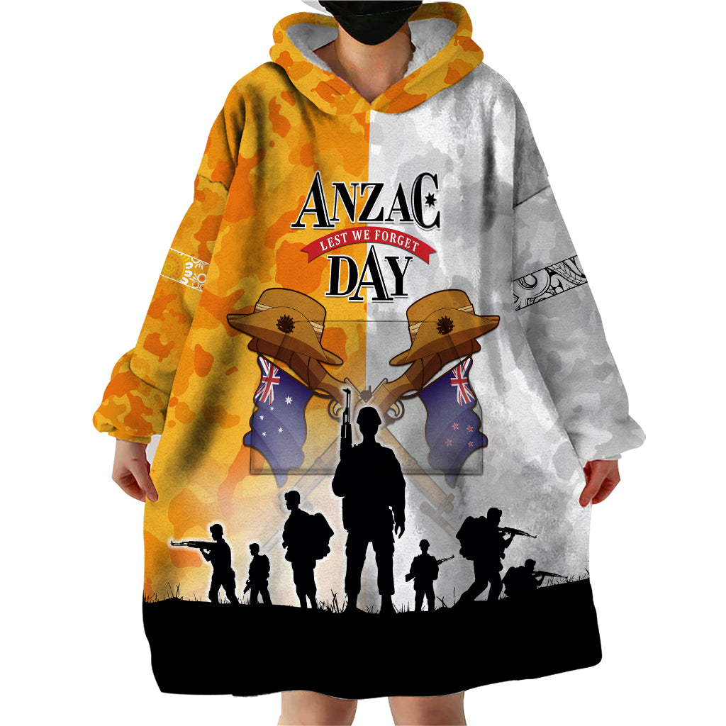 Australia And New Zealand ANZAC Day Wearable Blanket Hoodie Lest We Forget