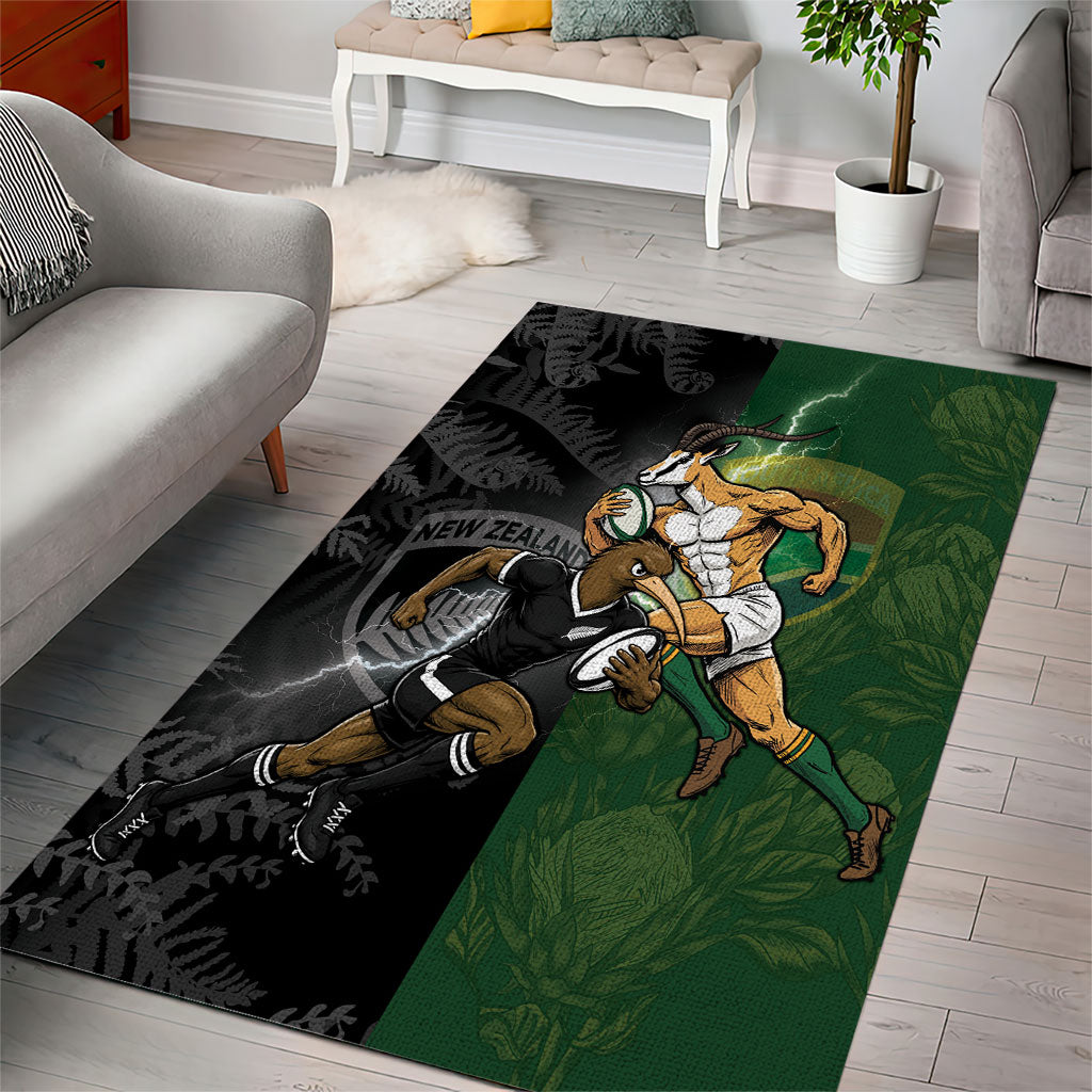 South Africa And New Zealand Area Rug Springboks And Kiwis Rugby Rivalry