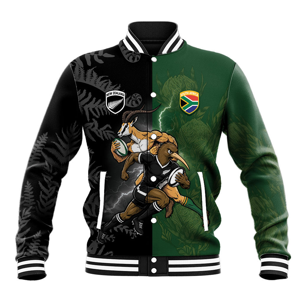 Custom South Africa And New Zealand Baseball Jacket Springboks And Kiwis Rugby Rivalry