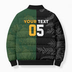 Custom South Africa And New Zealand Bomber Puffer Jacket Springboks And Kiwis Rugby Rivalry