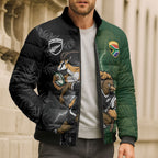 Custom South Africa And New Zealand Bomber Puffer Jacket Springboks And Kiwis Rugby Rivalry