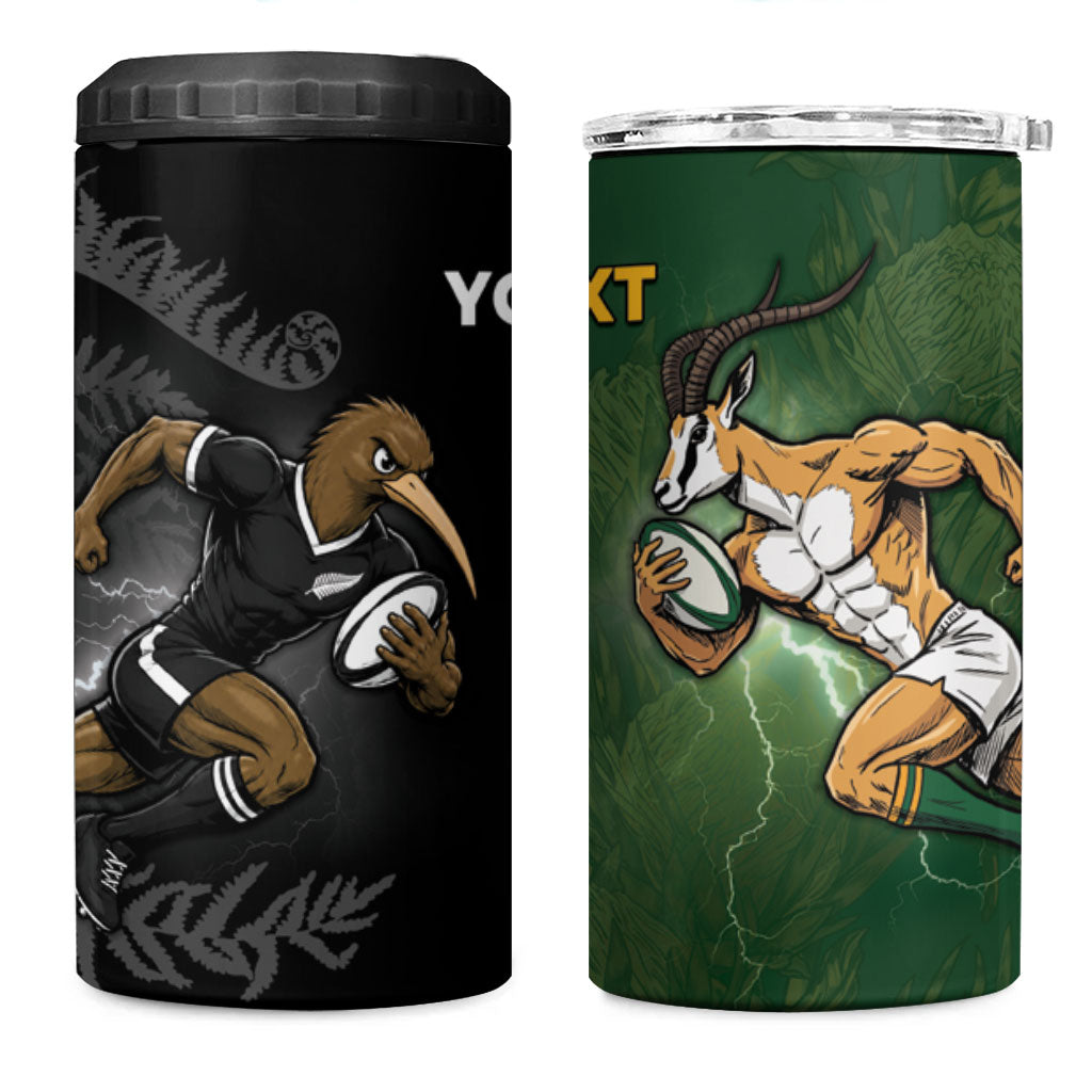 Custom South Africa And New Zealand 4 in 1 Can Cooler Tumbler Springboks And Kiwis Rugby Rivalry