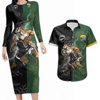 Custom South Africa And New Zealand Couples Matching Long Sleeve Bodycon Dress and Hawaiian Shirt Springboks And Kiwis Rugby Rivalry