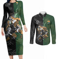 Custom South Africa And New Zealand Couples Matching Long Sleeve Bodycon Dress and Long Sleeve Button Shirt Springboks And Kiwis Rugby Rivalry